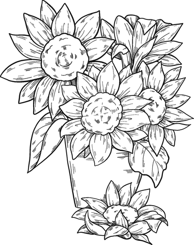 Bouquet Of Sunflowers Coloring Page